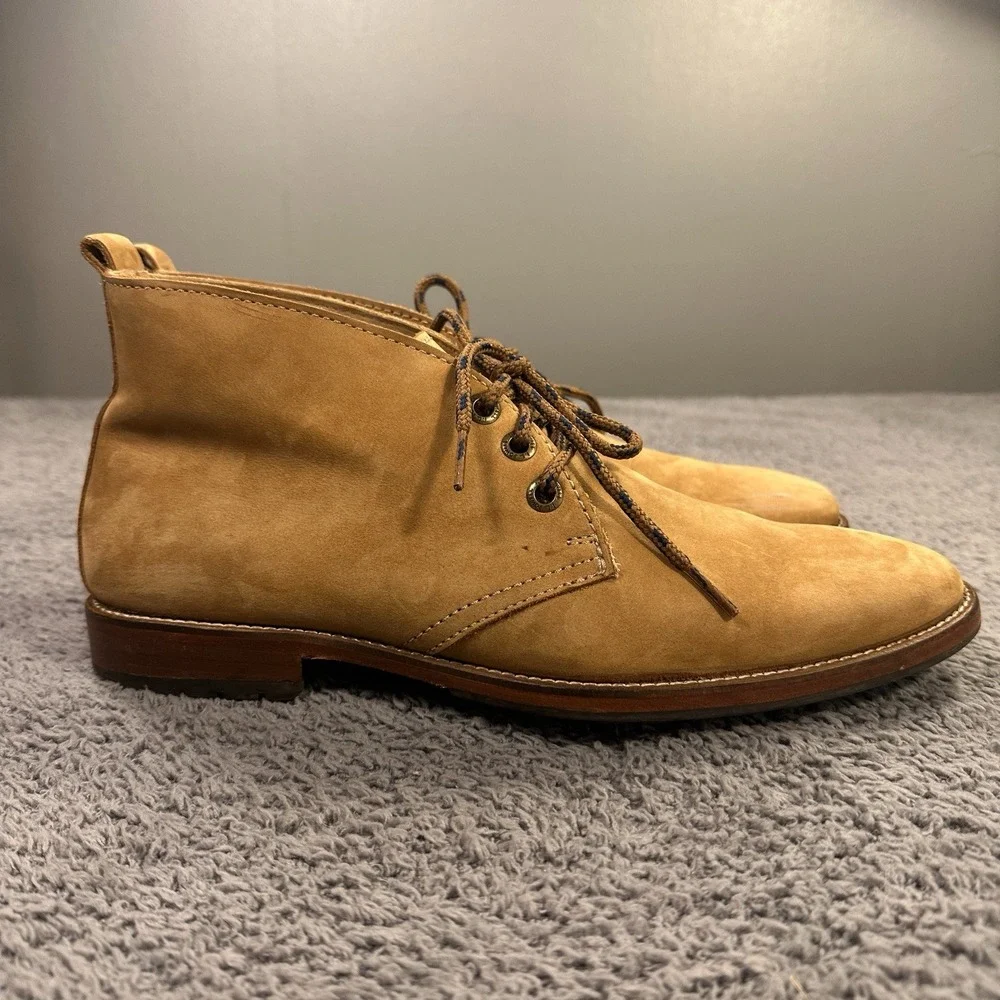 JL Powell Chukka Boots Mens 10 Tan Nubuck Leather Luxury Old Money Minimal 16076
